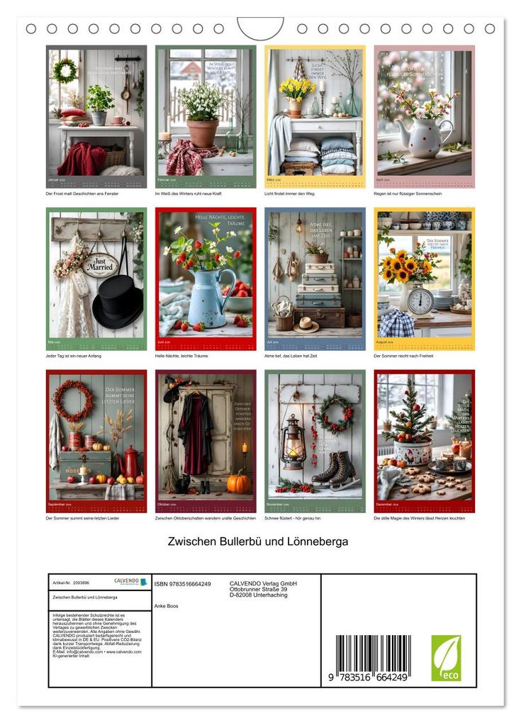 Weitere Ansicht: Zwischen Bullerbü und Lönneberga (Wandkalender 2026 DIN A4 hoch), CALVENDO Monatskalender | Anke Boos, Calvendo