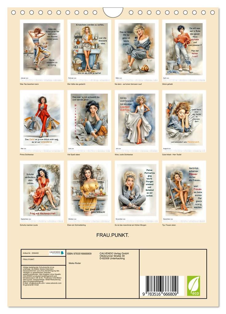 Weitere Ansicht: FRAU.PUNKT. (Wandkalender 2026 DIN A4 hoch), CALVENDO Monatskalender | Roder Roder, Calvendo, Roder