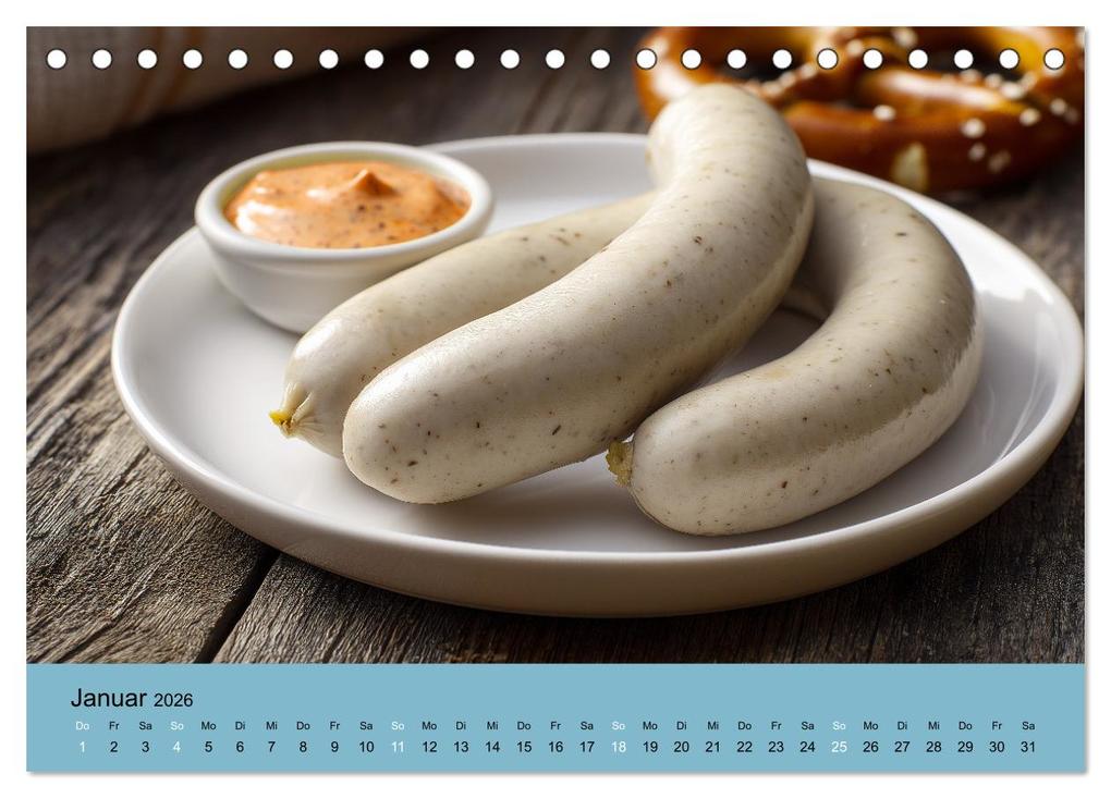 Weitere Ansicht: Bayrische Weißwurst - Traditioneller Küchenkalender für Genießer (Tischkalender 2026 DIN A5 quer), CALVENDO Monatskalender | MB Fotografie, Calvendo