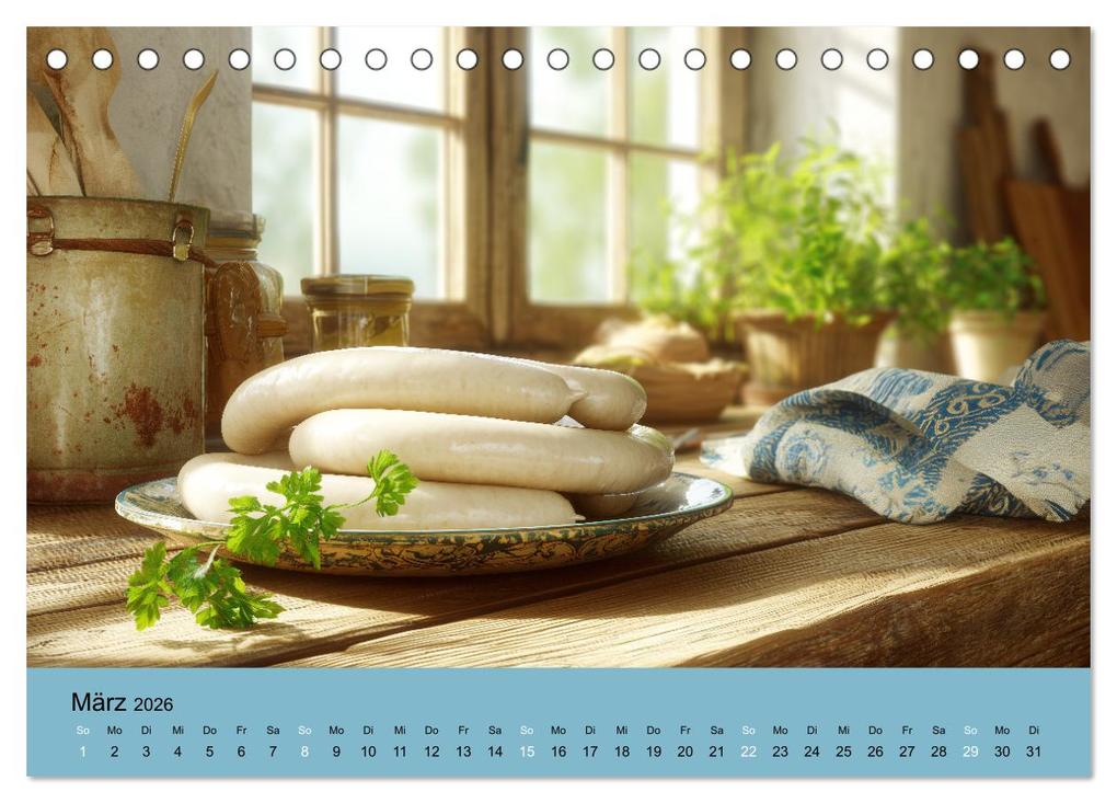 Weitere Ansicht: Bayrische Weißwurst - Traditioneller Küchenkalender für Genießer (Tischkalender 2026 DIN A5 quer), CALVENDO Monatskalender | MB Fotografie, Calvendo