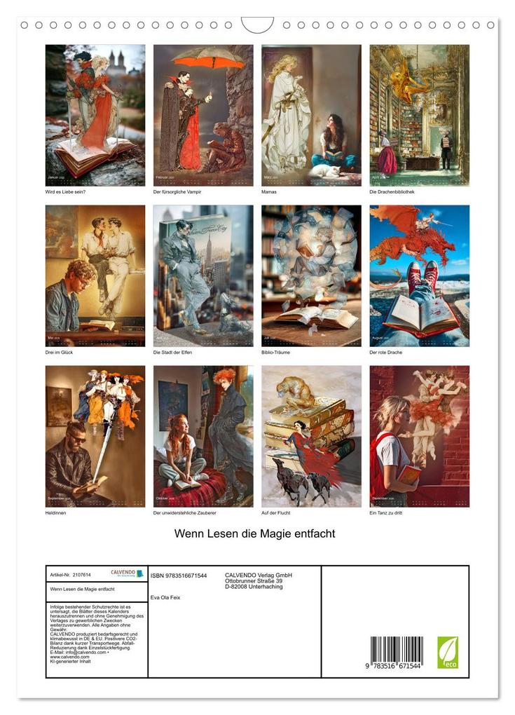 Weitere Ansicht: Wenn Lesen die Magie entfacht (Wandkalender 2026 DIN A3 hoch), CALVENDO Monatskalender | Eva Ola Feix, Calvendo