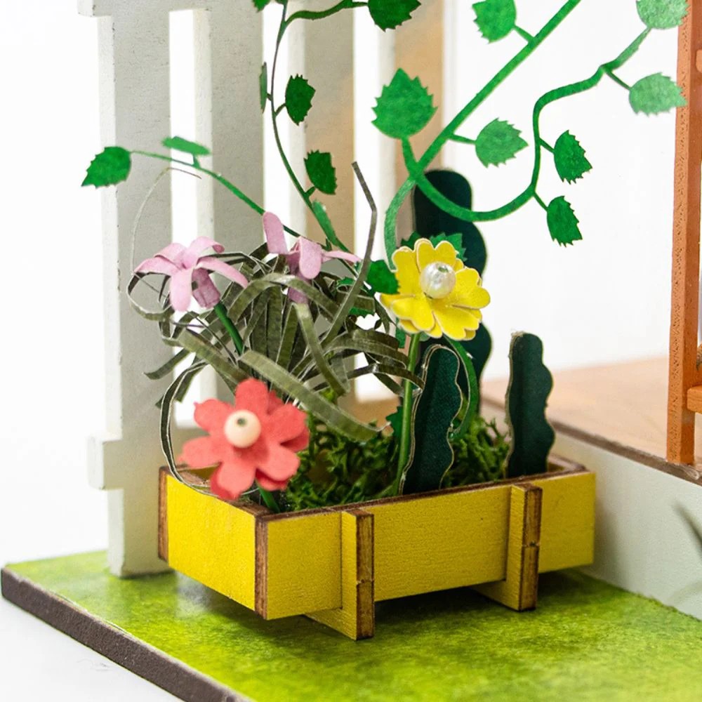 Weitere Ansicht: Figured'Art - DIY Miniaturhaus: Sonnige Blume Kreatives Bastelset, Haus mit LED, 103 Teilen