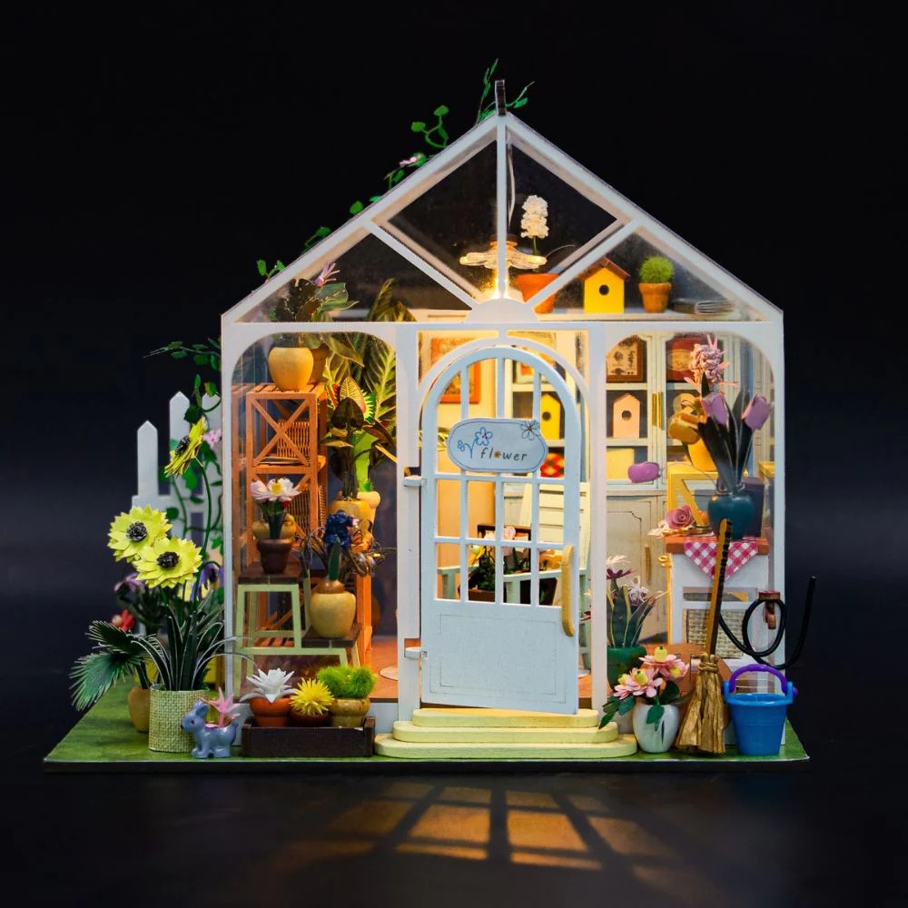 Weitere Ansicht: Figured'Art - DIY Miniaturhaus: Sonnige Blume Kreatives Bastelset, Haus mit LED, 103 Teilen