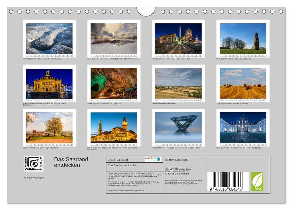 Weitere Ansicht: Das Saarland entdecken (Wandkalender 2026 DIN A4 quer), CALVENDO Monatskalender | Fotoclub Völklingen, Calvendo
