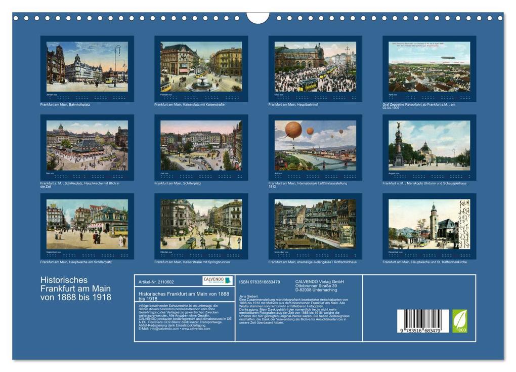 Weitere Ansicht: Historisches Frankfurt am Main von 1888 bis 1918 (Wandkalender 2026 DIN A3 quer), CALVENDO Monatskalender | Jens Siebert, Calvendo