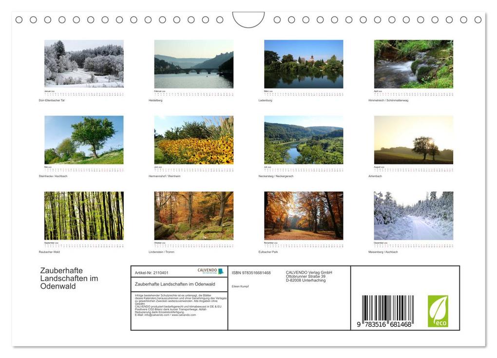 Weitere Ansicht: Zauberhafte Landschaften im Odenwald (Wandkalender 2026 DIN A4 quer), CALVENDO Monatskalender | Eileen Kumpf, Calvendo