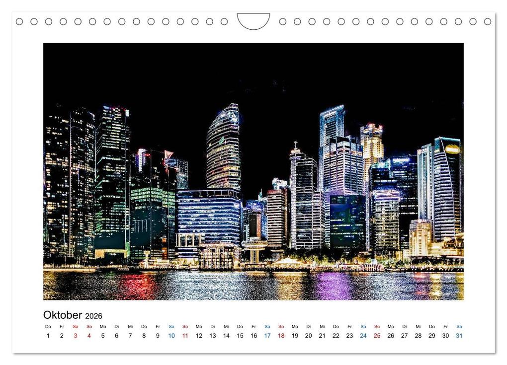 Weitere Ansicht: Singapur - Asiatische Metropole bei Nacht (Wandkalender 2026 DIN A4 quer), CALVENDO Monatskalender | Dieter Meyer, Calvendo