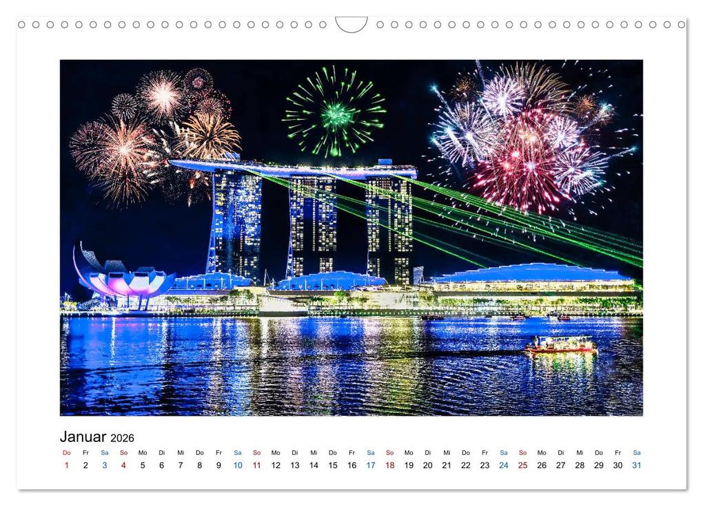 Weitere Ansicht: Singapur - Asiatische Metropole bei Nacht (Wandkalender 2026 DIN A3 quer), CALVENDO Monatskalender | Dieter Meyer, Calvendo