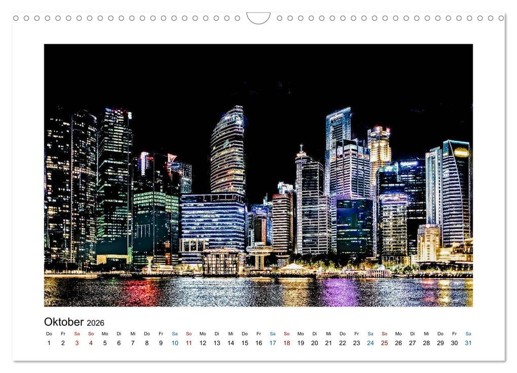Weitere Ansicht: Singapur - Asiatische Metropole bei Nacht (Wandkalender 2026 DIN A3 quer), CALVENDO Monatskalender | Dieter Meyer, Calvendo