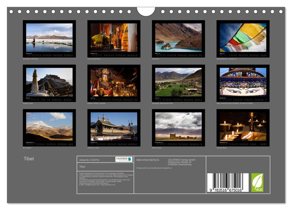 Weitere Ansicht: Tibet (Wandkalender 2026 DIN A4 quer), CALVENDO Monatskalender | Katja ledieS, Calvendo