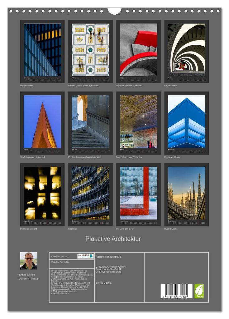 Weitere Ansicht: Plakative Architektur (Wandkalender 2026 DIN A3 hoch), CALVENDO Monatskalender | Enrico Caccia, Calvendo