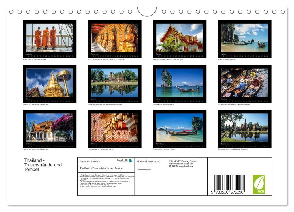 Weitere Ansicht: Thailand - Traumstrände und Tempel (Wandkalender 2026 DIN A4 quer), CALVENDO Monatskalender | Christian Müringer, Calvendo