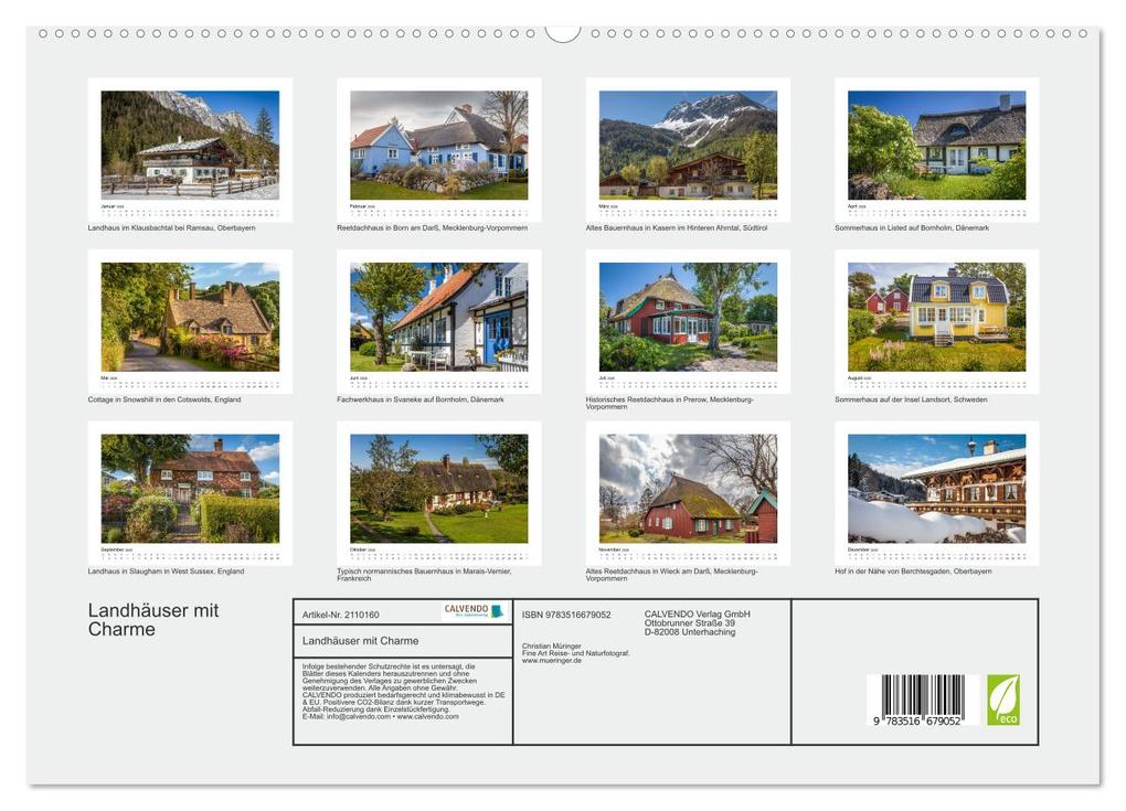 Weitere Ansicht: Landhäuser mit Charme (hochwertiger Premium Wandkalender 2026 DIN A2 quer), Kunstdruck in Hochglanz | Christian Müringer, Calvendo