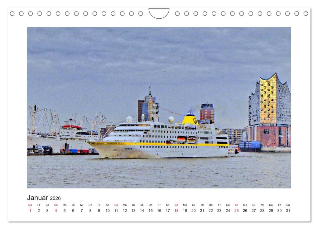 Weitere Ansicht: Kreuzfahrtschiffe Kurs Hamburg 2026 (Wandkalender 2026 DIN A4 quer), CALVENDO Monatskalender | Christoph Stempel, Calvendo
