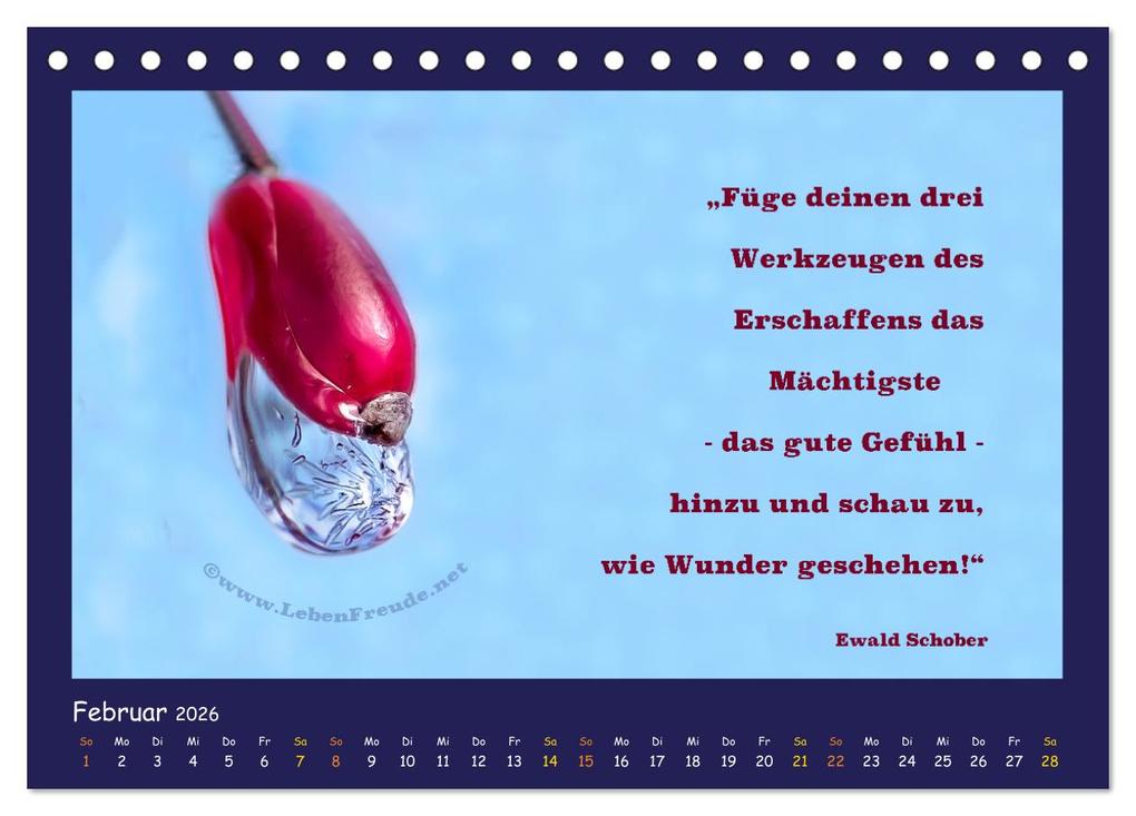Weitere Ansicht: Bewusst leben und glücklich sein (Tischkalender 2026 DIN A5 quer), CALVENDO Monatskalender | Katja von www.LebenFreude.net, Calvendo