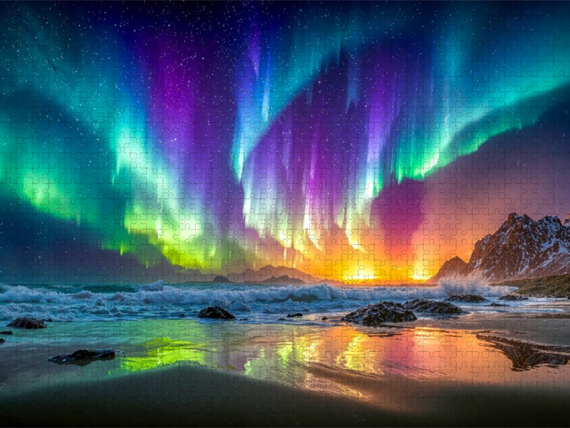 Weitere Ansicht: CALVENDO Puzzle Tänzelnde Lichter über vereistem Meer | 2000 Teile Lege-Größe 90x67cm Foto-Puzzle für glückliche Stunden | Calvendo