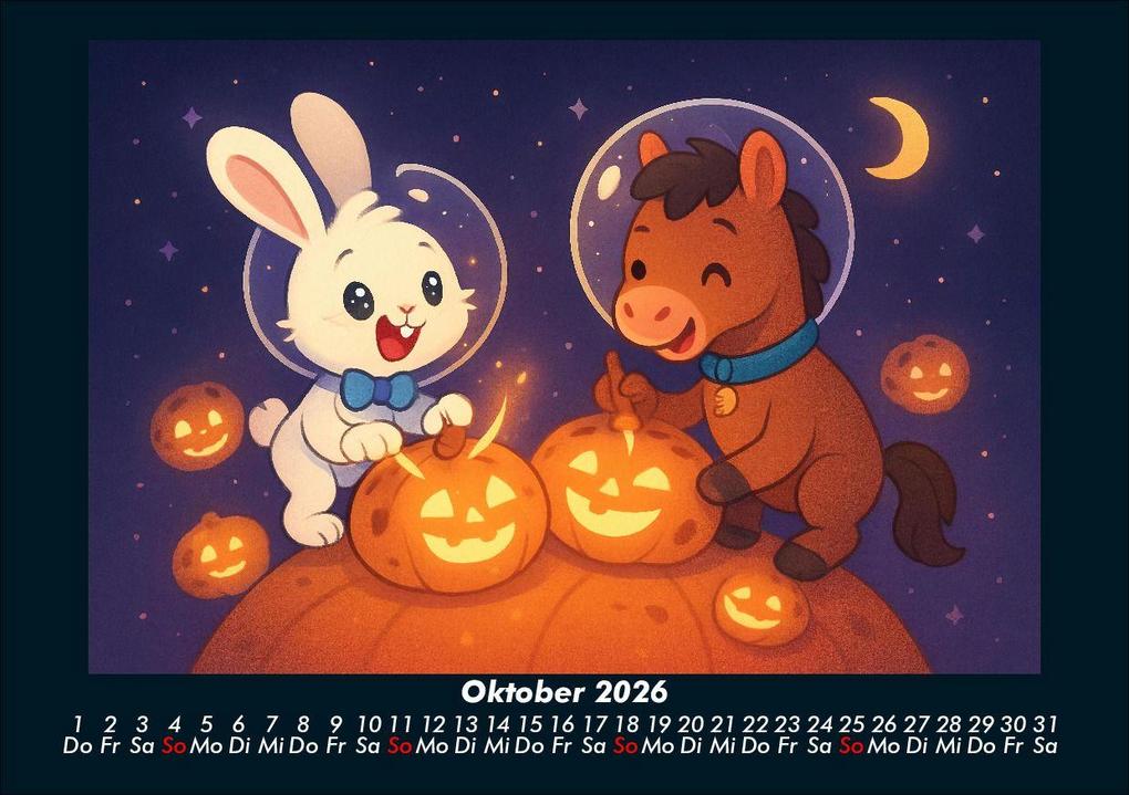 Weitere Ansicht: Bouncy & Huf - Im Weltraum 2026 Fotokalender DIN A5 | Kevin Heber, Tobias Schmitt