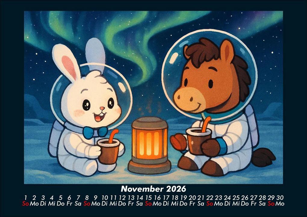 Weitere Ansicht: Bouncy & Huf - Im Weltraum 2026 Fotokalender DIN A5 | Kevin Heber, Tobias Schmitt