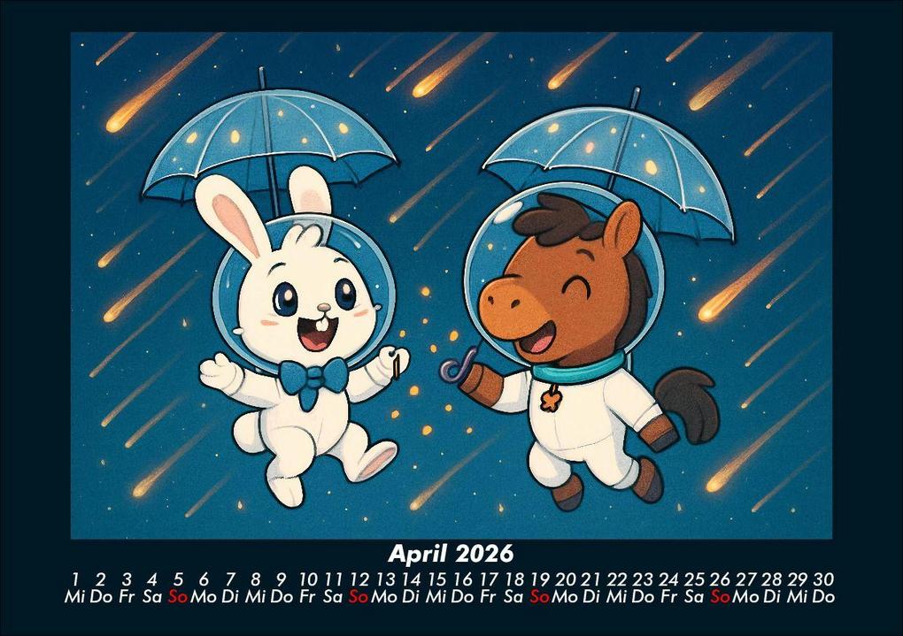 Weitere Ansicht: Bouncy & Huf - Im Weltraum 2026 Fotokalender DIN A5 | Kevin Heber, Tobias Schmitt