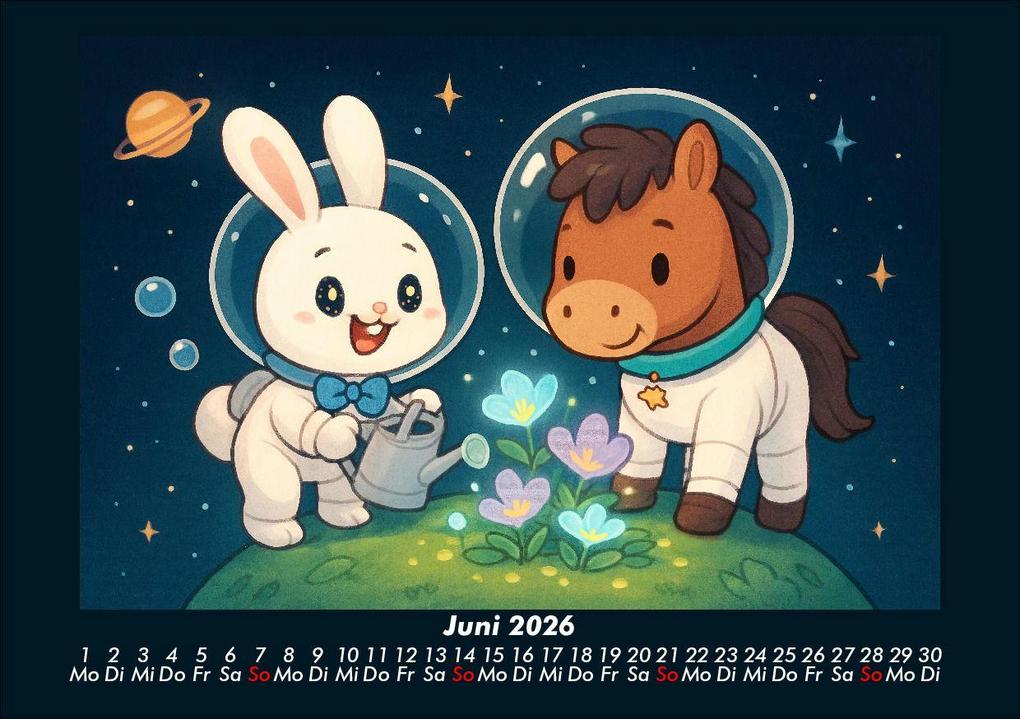Weitere Ansicht: Bouncy & Huf - Im Weltraum 2026 Fotokalender DIN A5 | Kevin Heber, Tobias Schmitt