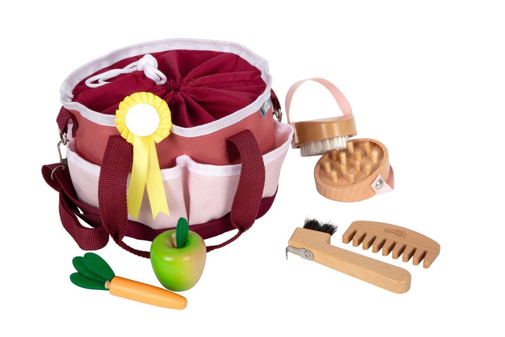 Weitere Ansicht: Pferdepflegeset mit Tasche rot