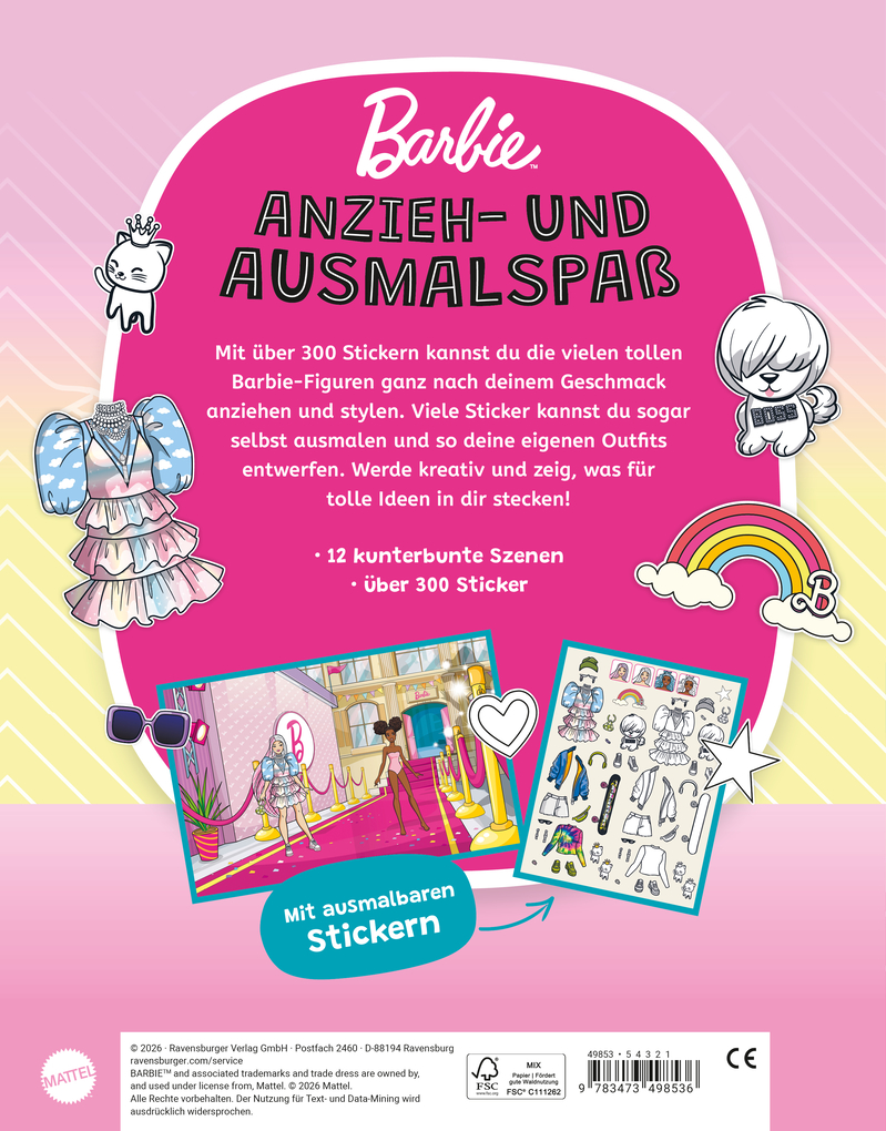 Weitere Ansicht: Mein Ausmalstickerbuch Barbie - Anziehpuppen