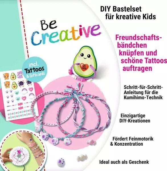 Weitere Ansicht: BeCreative Midi - Freundschaftsbändchen Kumihimo & Tattoos Kawaii