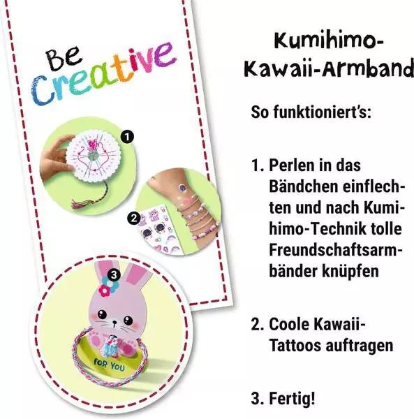 Weitere Ansicht: BeCreative Midi - Freundschaftsbändchen Kumihimo & Tattoos Kawaii