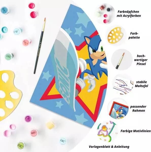 Weitere Ansicht: CreArt, Malen nach Zahlen Kinder Sonic the Hedgehog - Rasender Sonic