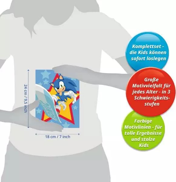 Weitere Ansicht: CreArt, Malen nach Zahlen Kinder Sonic the Hedgehog - Rasender Sonic