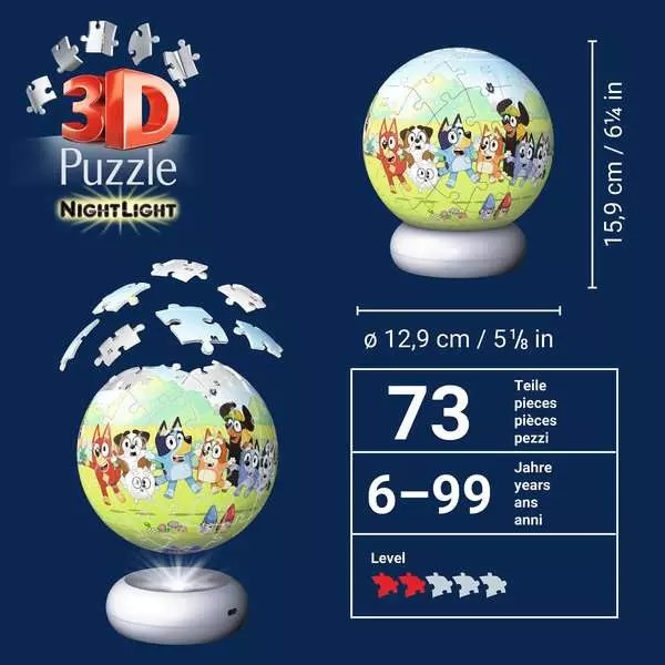 Weitere Ansicht: 3D Puzzle-Ball Nachtlicht Bluey