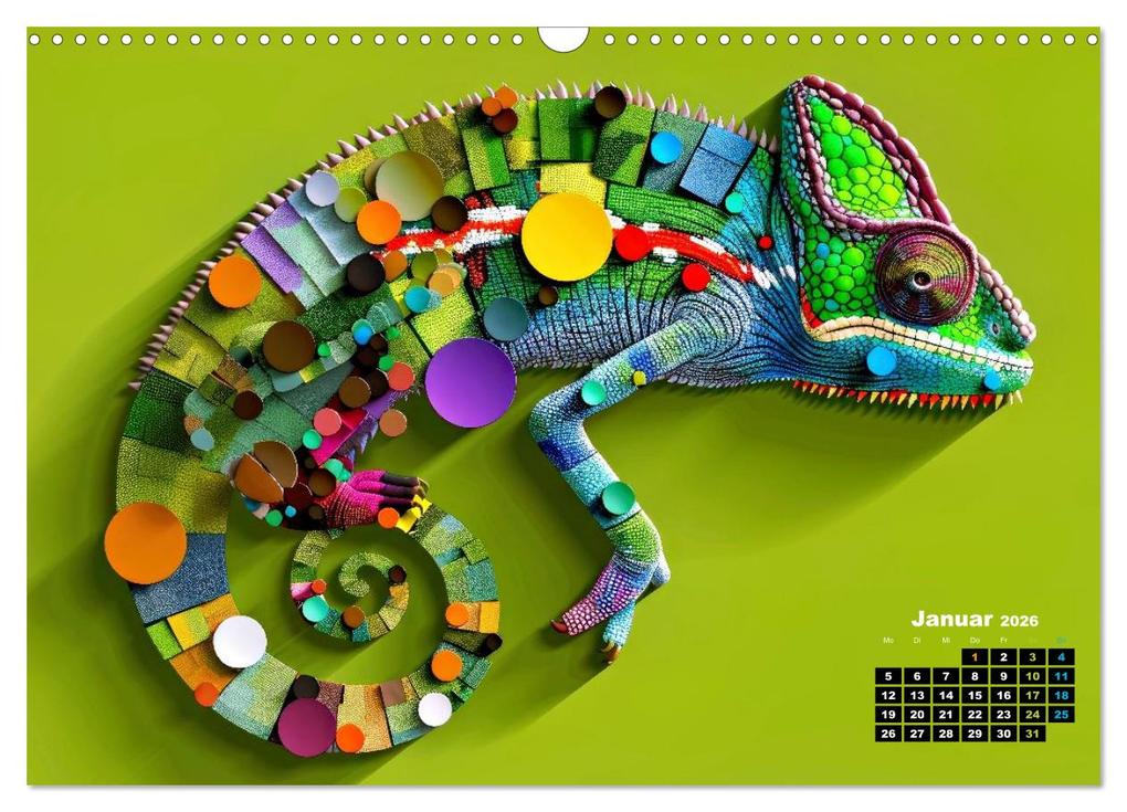 Weitere Ansicht: Chamäleon Artwork (Wandkalender 2026 DIN A3 quer), CALVENDO Monatskalender | Susan Michel, Calvendo
