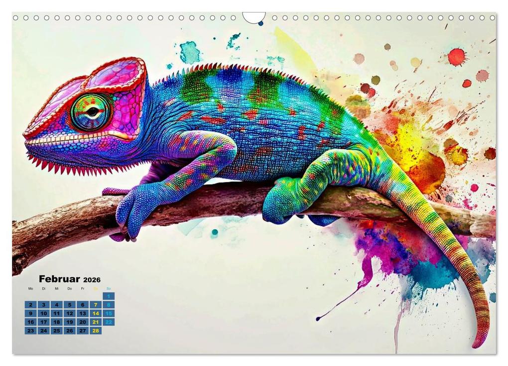 Weitere Ansicht: Chamäleon Artwork (Wandkalender 2026 DIN A3 quer), CALVENDO Monatskalender | Susan Michel, Calvendo