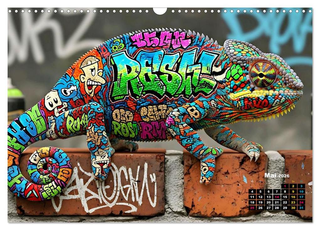Weitere Ansicht: Chamäleon Artwork (Wandkalender 2026 DIN A3 quer), CALVENDO Monatskalender | Susan Michel, Calvendo