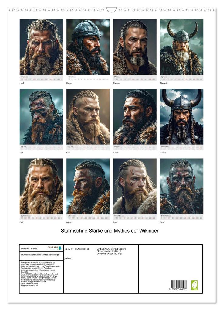 Weitere Ansicht: Sturmsöhne Stärke und Mythos der Wikinger (Wandkalender 2026 DIN A2 hoch), CALVENDO Monatskalender | Jürgen Hust, Calvendo