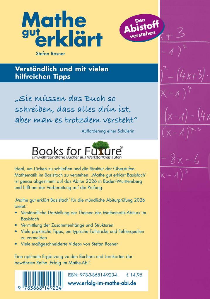 Weitere Ansicht: Mathe gut erklärt 2026 Basisfach Baden-Württemberg Gymnasium | Stefan Rosner
