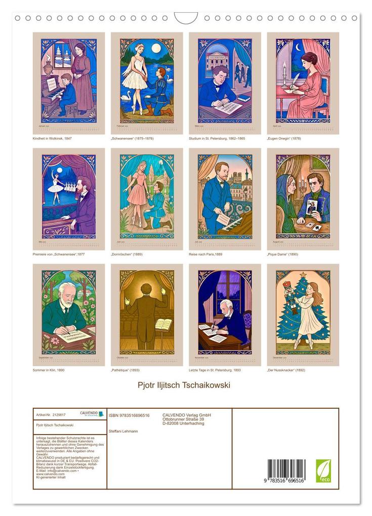 Weitere Ansicht: Pjotr Iljitsch Tschaikowski (Wandkalender 2026 DIN A3 hoch), CALVENDO Monatskalender | Steffani Lehmann, Calvendo