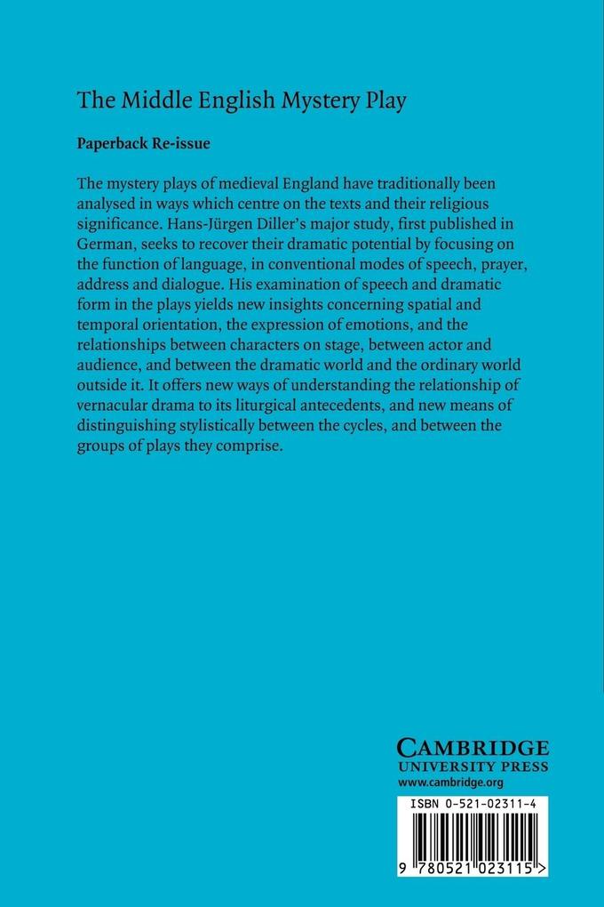 Weitere Ansicht: The Middle English Mystery Play | Hans-J]rgen Diller, Diller Hans-Jurgen