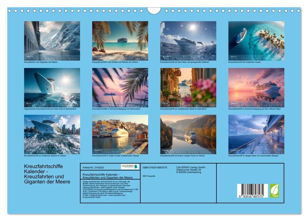 Weitere Ansicht: Kreuzfahrtschiffe Kalender - Kreuzfahrten und Giganten der Meere (Wandkalender 2026 DIN A3 quer), CALVENDO Monatskalender | MB Fotografie, Calvendo