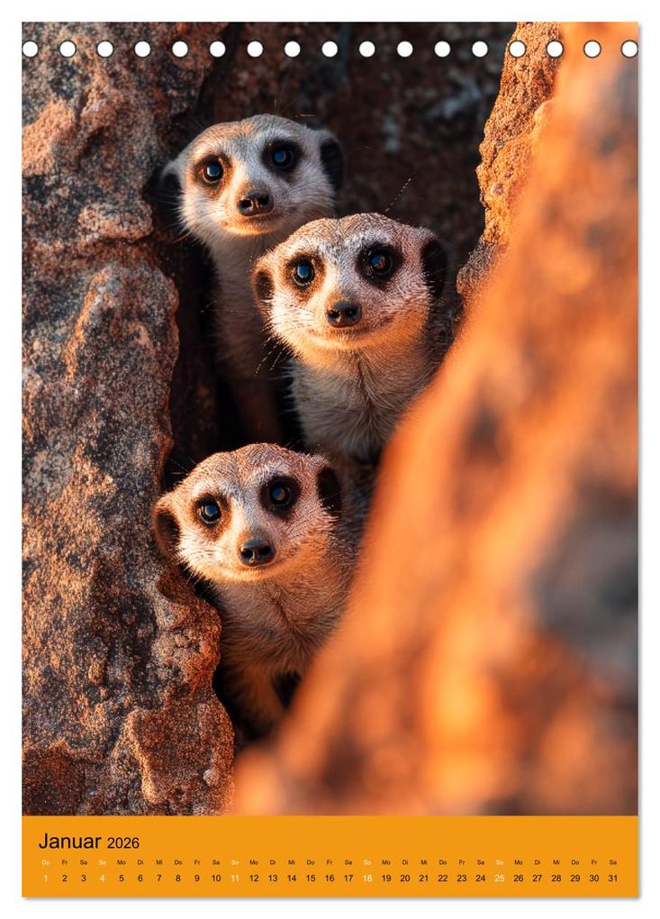 Weitere Ansicht: Die Erdmännchen Familie - Kalender der niedlichen Tiere (Tischkalender 2026 DIN A5 hoch), CALVENDO Monatskalender | MB Fotografie, Calvendo