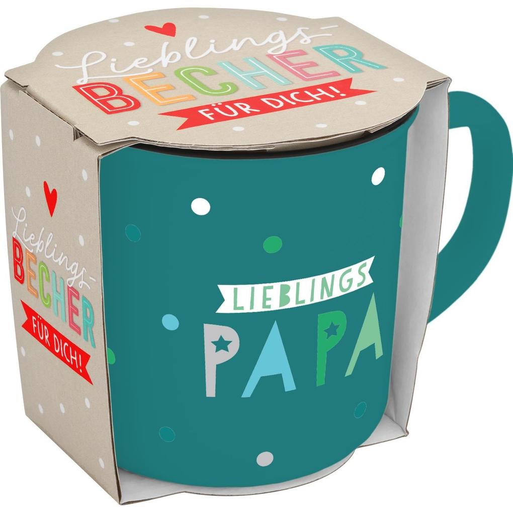Weitere Ansicht: Becher in Emailloptik "Lieblingspapa"