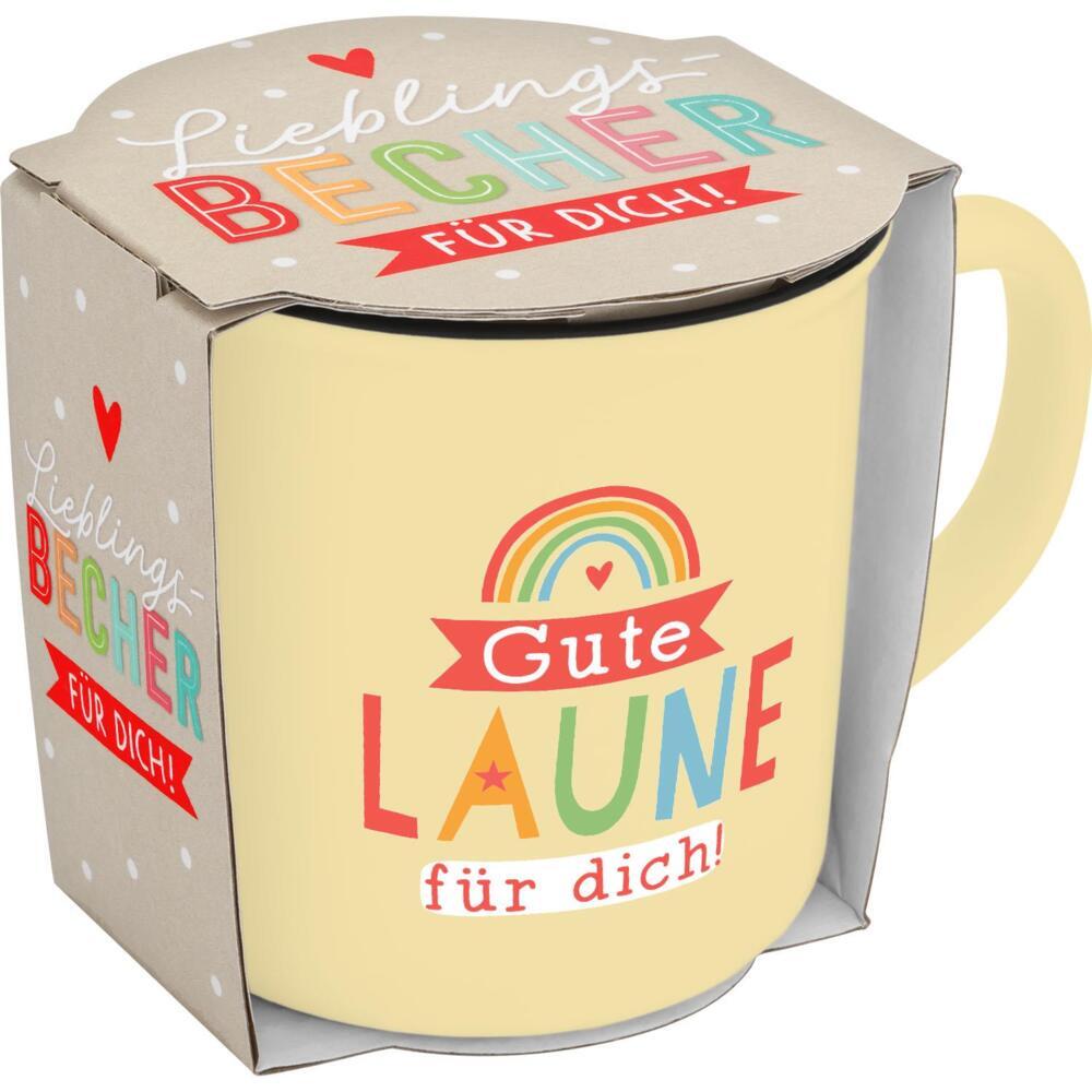Weitere Ansicht: Becher in Emailloptik "gute Laune"