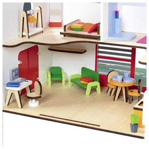 Weitere Ansicht: Tragbares Puppenhaus Eco House, mit Zubehör