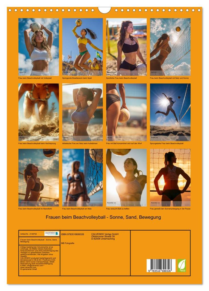 Weitere Ansicht: Frauen beim Beachvolleyball - Sonne, Sand, Bewegung (Wandkalender 2026 DIN A3 hoch), CALVENDO Monatskalender | MB Fotografie, Calvendo