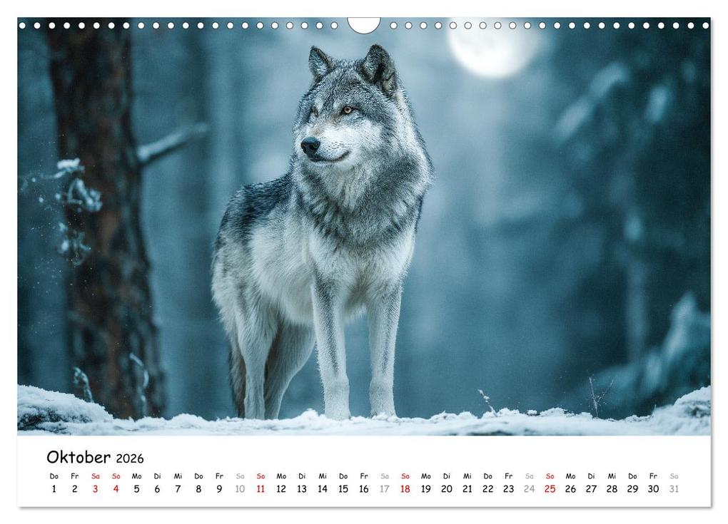 Weitere Ansicht: Wölfe im Mondlicht - Ruf der Wildnis (Wandkalender 2026 DIN A3 quer), CALVENDO Monatskalender | MB Fotografie, Calvendo