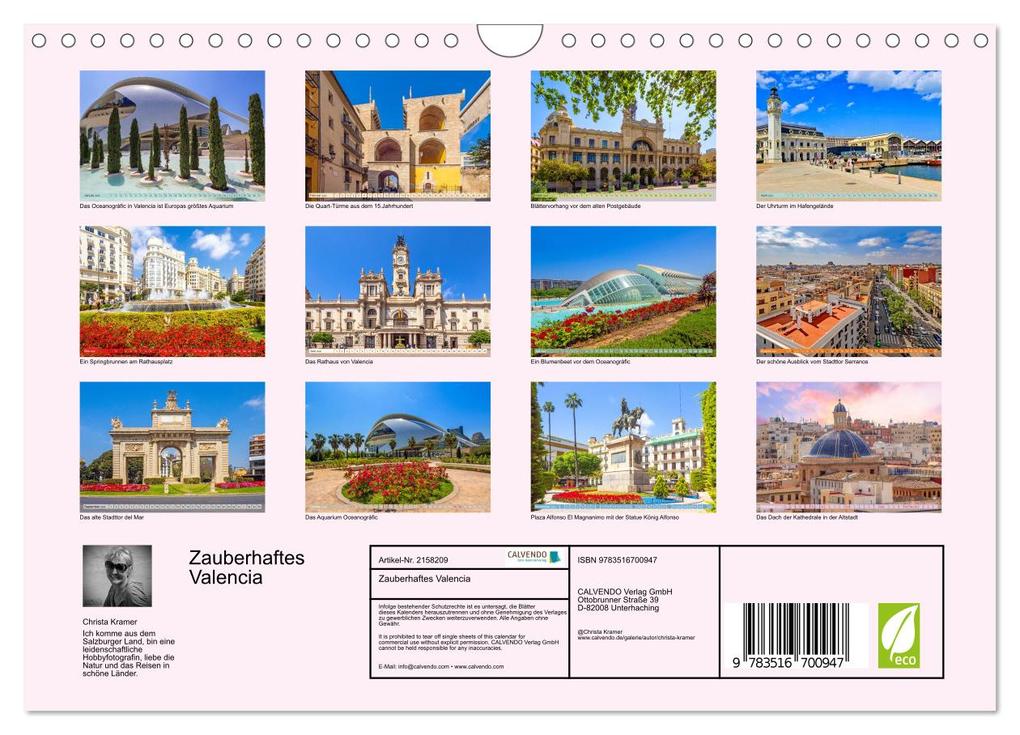 Weitere Ansicht: Zauberhaftes Valencia (Wandkalender 2026 DIN A4 quer), CALVENDO Monatskalender | Christa Kramer, Calvendo