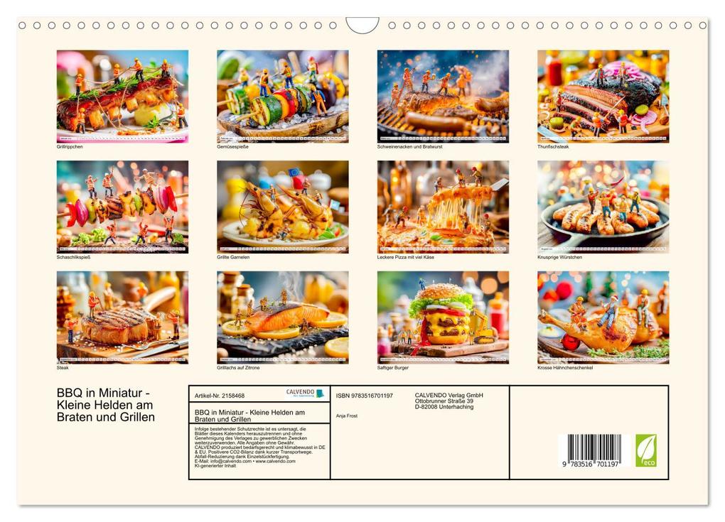 Weitere Ansicht: BBQ in Miniatur - Kleine Helden am Braten und Grillen (Wandkalender 2026 DIN A3 quer), CALVENDO Monatskalender | Anja Frost, Calvendo