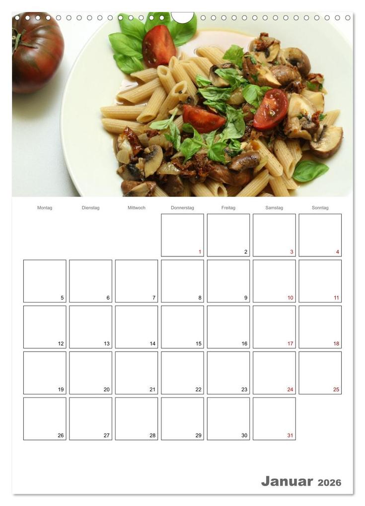 Weitere Ansicht: Pasta mit Gemüse (Wandkalender 2026 DIN A3 hoch), CALVENDO Monatskalender | Linda Schilling, Calvendo