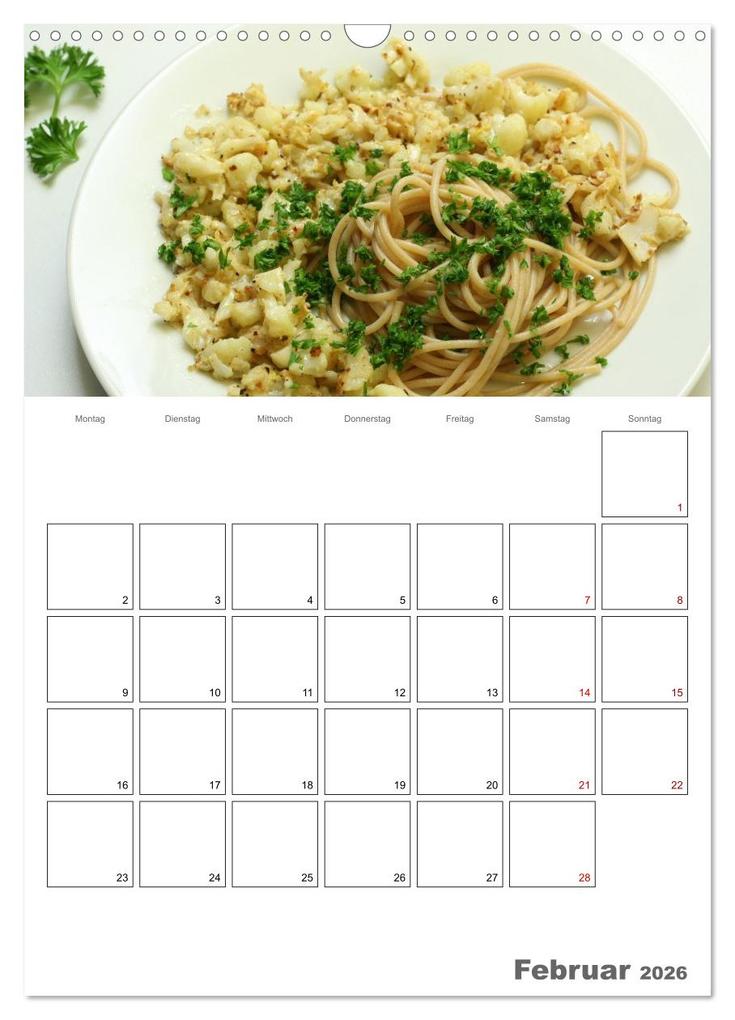 Weitere Ansicht: Pasta mit Gemüse (Wandkalender 2026 DIN A3 hoch), CALVENDO Monatskalender | Linda Schilling, Calvendo