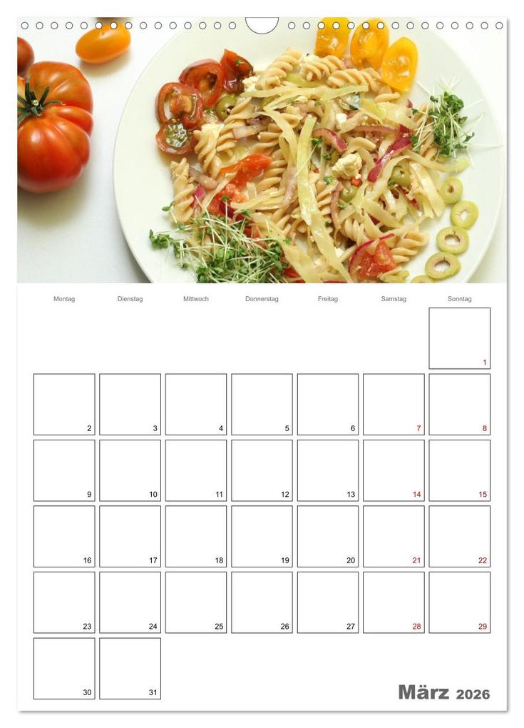 Weitere Ansicht: Pasta mit Gemüse (Wandkalender 2026 DIN A3 hoch), CALVENDO Monatskalender | Linda Schilling, Calvendo